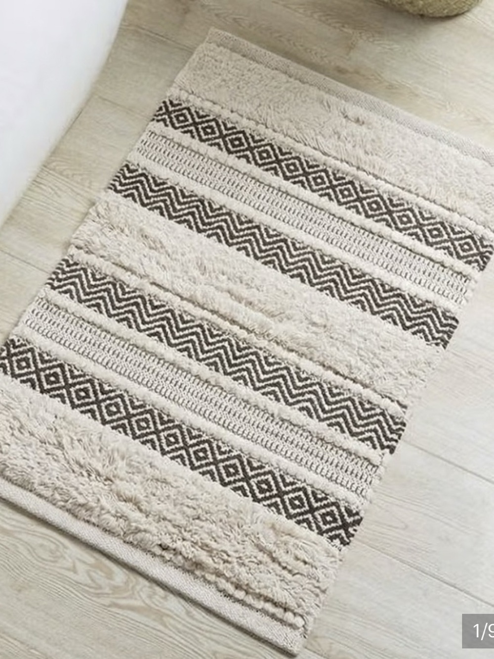 Summer & Rose Cream & Black Boho Chic Decorative Rug